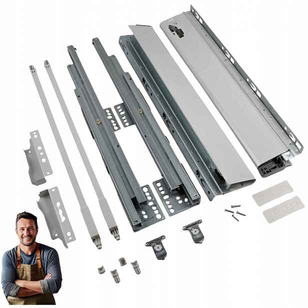 Šuplík Hafele Matrix S35 500 mm střední H-135 Nosnost 35 kg Šedá