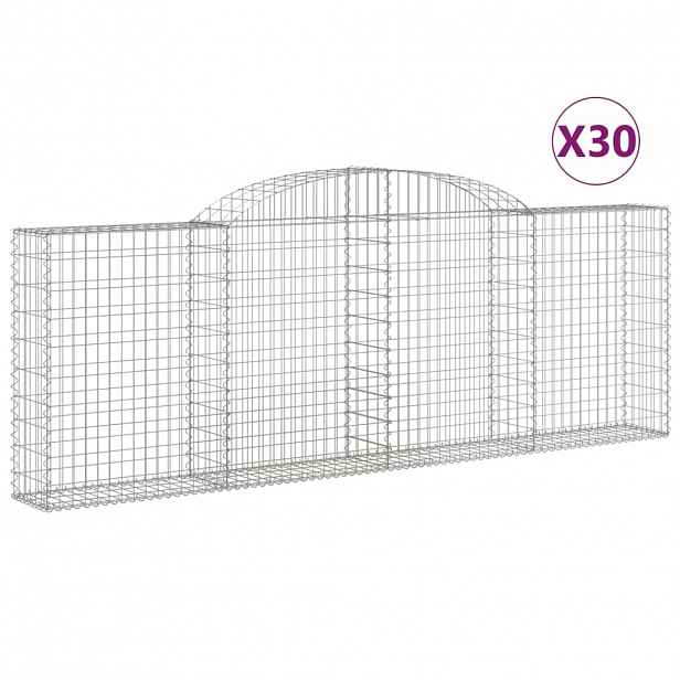 vidaXL Klenuté gabionové koše 30ks 300x30x100/120cm pozinkované železo