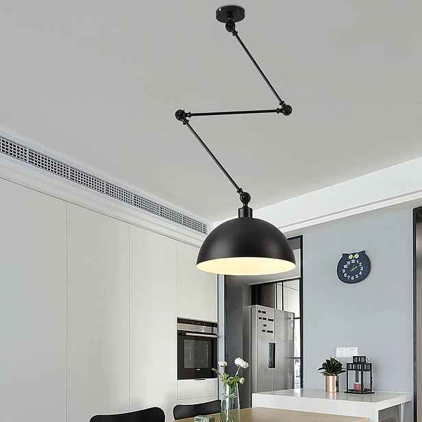 Závěsná lampa nad stůl E27 Černá Nastavitelná Otočné rameno Loft