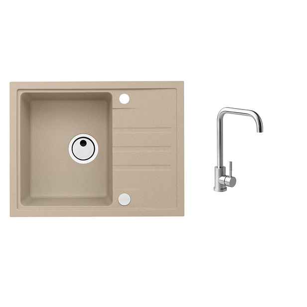 Alveus SET ALVEUS Intermezzo 30 - 55 + BATERIE ANGEL chrom obdélníkový granitový dřez 620 x 480 mm v setu s baterií