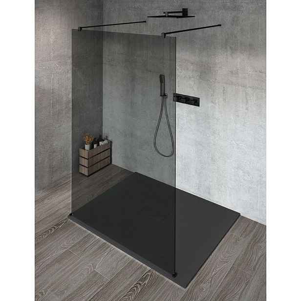 Gelco Vario - Sprchová stěna Walk-In do prostoru, 90x200 cm, Coated glass, matná černá/kouřové sklo GX1390GX2214