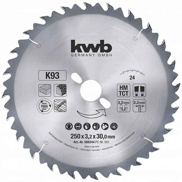 Kwb Pilový kotouč na dřevo 250 x 30 mm 24 zubů