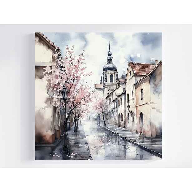 Obraz Na Plátně Plátno Město Polsko Staré Město Ulička Strom Višeň 50x50