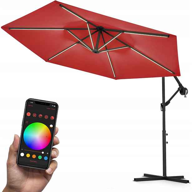 Swing & Harmonie Luxusní Deštník Ø350 Led S Rgb Osvětlením, Červený