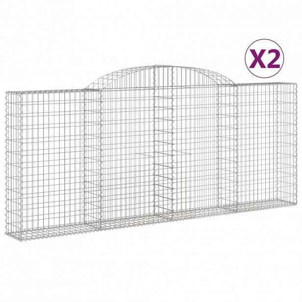 vidaXL Klenuté gabionové koše 2 ks 300x30x120/140cm pozinkované železo