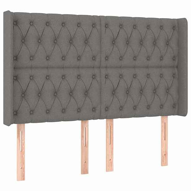 vidaXL Čelo postele typu ušák tmavě šedé 147x16x118/128 cm textil