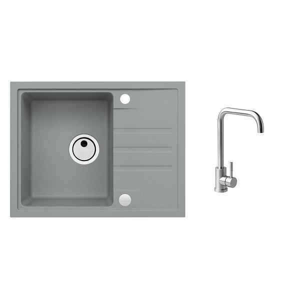 Alveus SET ALVEUS Intermezzo 30 - 81 + BATERIE ANGEL chrom obdélníkový granitový dřez 620 x 480 mm v setu s baterií