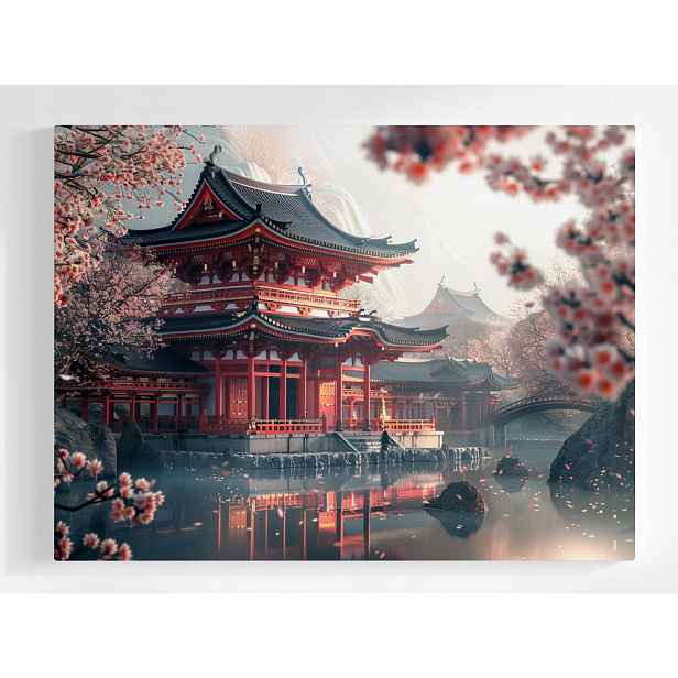 Plakát Zahrada Chrám Pagoda Japonsko Asie Višeň 100x75