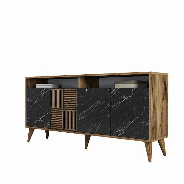 Skříňka Milan Walnut and Black Marble