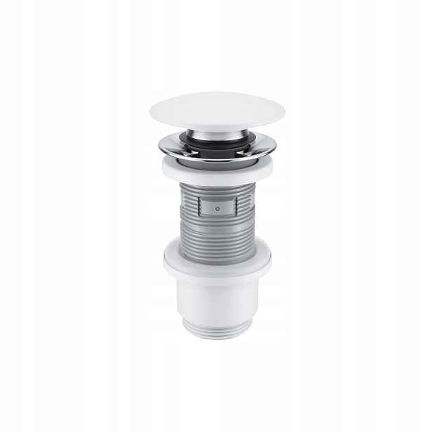 Umyvadlová zátka Click-Clack, keramika, bílý lesk, 63 mm