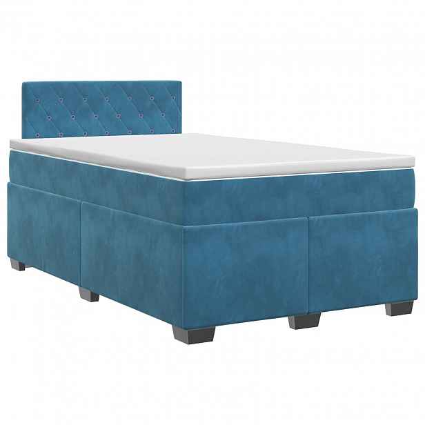 vidaXL Postel boxspring s matrací s čelo Modrá 120 x 190 cm Samet