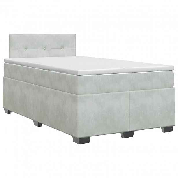 vidaXL Postel boxspring s matrací Světle šedá 120 x 190 cm Samet