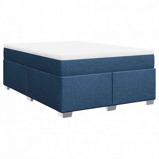 vidaXL Box spring postel s matrací modrá 140x200 cm textil