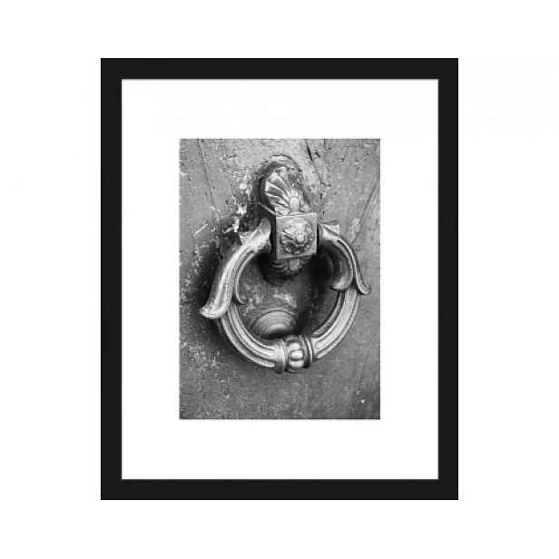 Rámovaný obraz Klepadlo na dveře 24x30 cm, černobílý