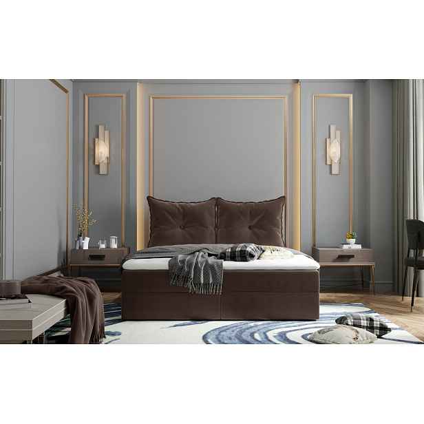 Boxspringová postel PINELOPI - 140x200, hnědá