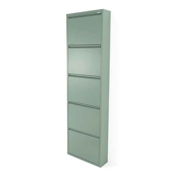 Šedozelený kovový výklopný botník 50x169x15 cm Billy – Spinder Design