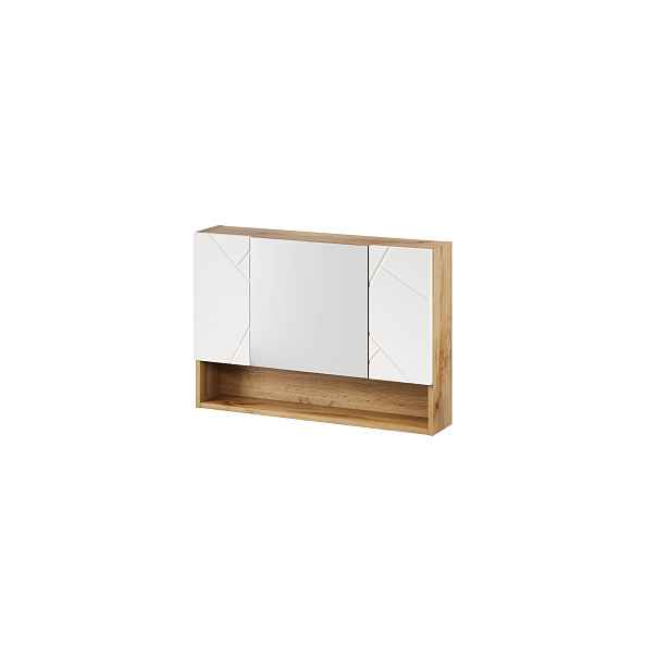Szynaka Závěsná koupelnová skříňka se zrcadlem Mazi 58 80 cm dub Wotan/bílá