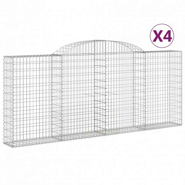 vidaXL Klenuté gabionové koše 4 ks 300x30x120/140cm pozinkované železo