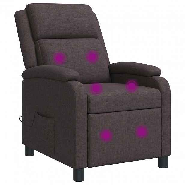 vidaXL Masážní polohovací křeslo Tmavě hnědá Textil