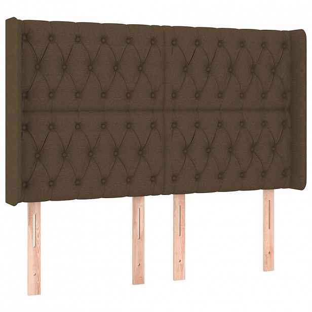 vidaXL Čelo postele typu ušák tmavě hnědé 147x16x118/128 cm textil