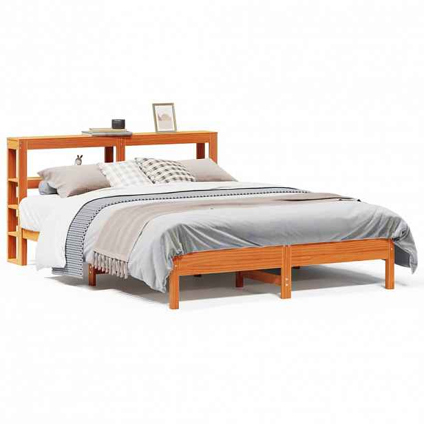 vidaXL Postel bez matrace voskově hnědá 135 x 190 cm masivní borovice