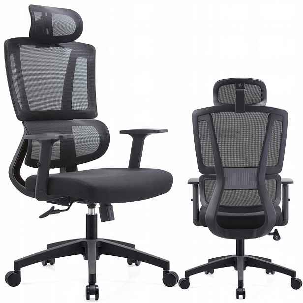 Kancelářská Otočná Ergonomická Židle Z Materiálu, Černá, Nastavitelná