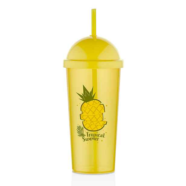 PROHOME - Pohár 700ml se slámkou Ananas