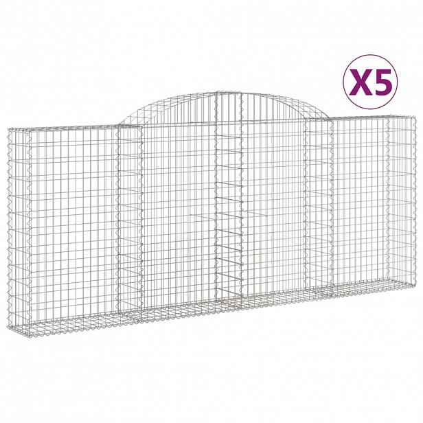 vidaXL Klenuté gabionové koše 5 ks 300x30x120/140cm pozinkované železo