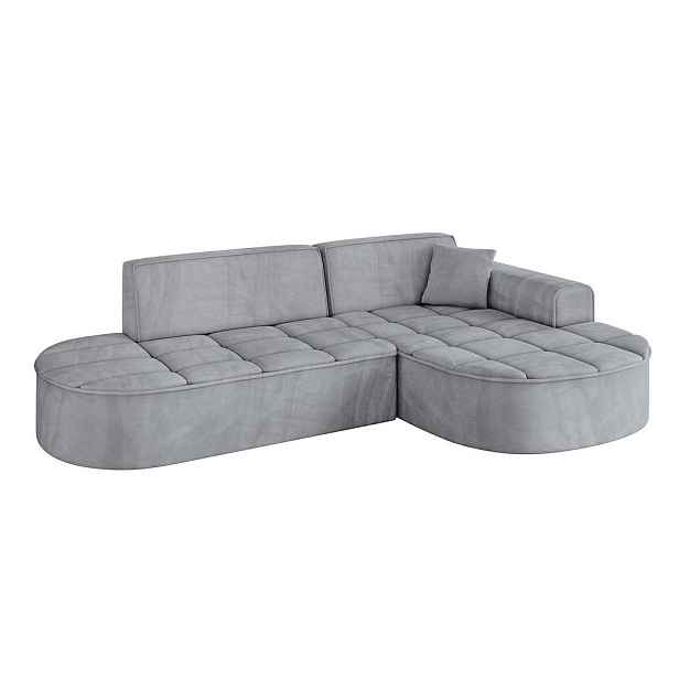 ALTDECOR ROHOVÁ SEDAČKA s otomanem, pravá TARO-L1 243x171x79,5 Šedá Velur