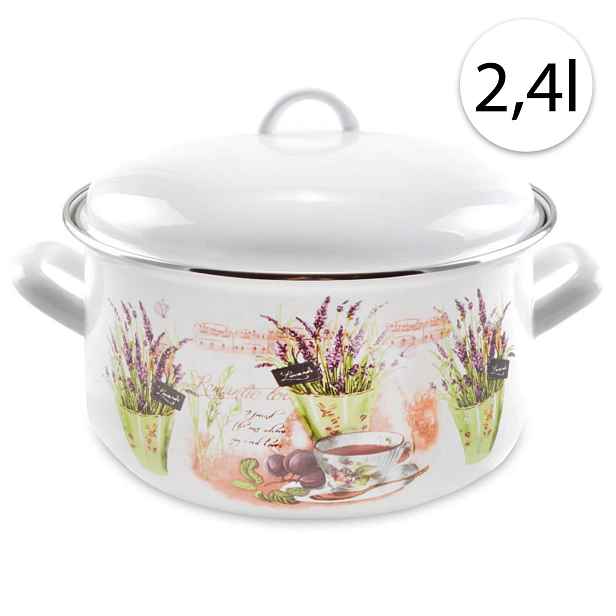 Perfect Home 13467 Smaltovaný hrnec 18cm, 2,4l + poklice bílý