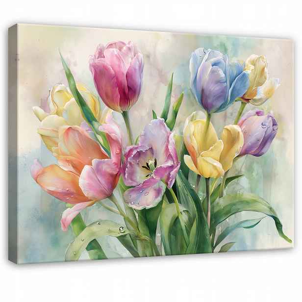 Růžový Obraz Tulipány Květiny Příroda Do Předsíně Kanceláře Moderní 120x80