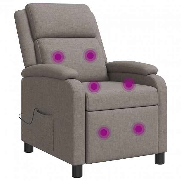 vidaXL Masážní polohovací křeslo Taupe Textil