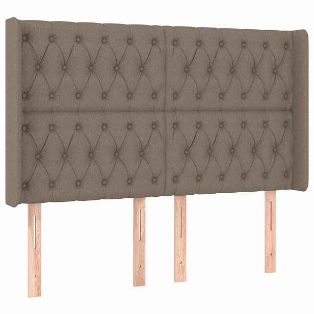 vidaXL Čelo postele typu ušák taupe 147x16x118/128 cm textil