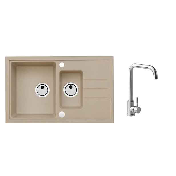 Alveus SET ALVEUS Intermezzo 70/55 + BATERIE ANGEL obdélníkový granitový dřez 780 x 480 mm v setu s baterií
