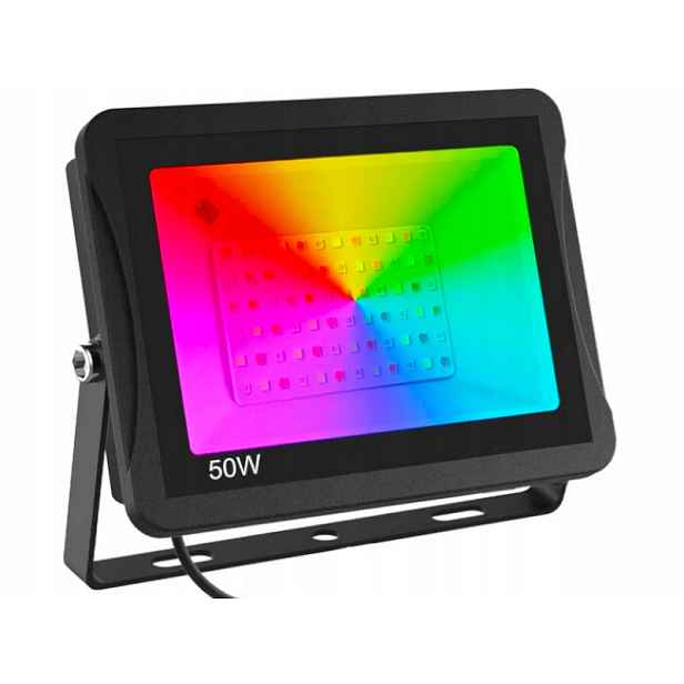Barevná fasádní lampa Zahradní reflektor Vodotěsná Led Rgb 50W +Dálkový Ovladač
