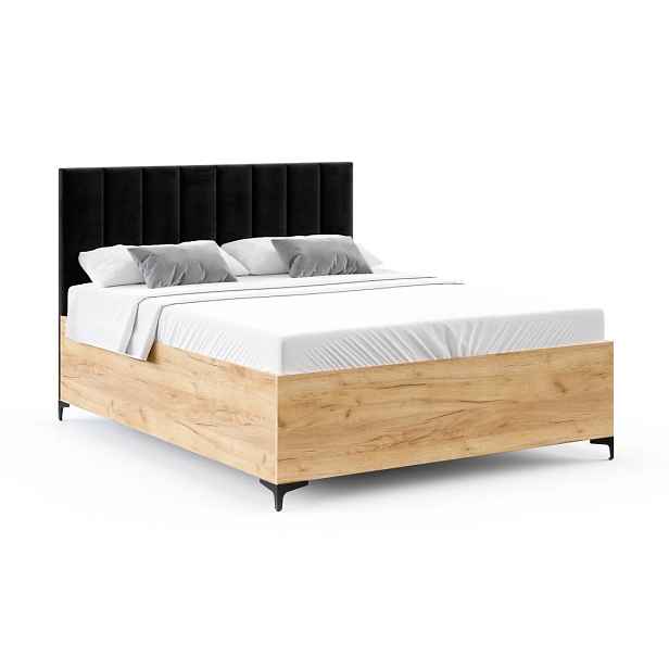 FDM Postel Sierra se zvedacím roštem Trinity černá/dub craft, velikost 160x200