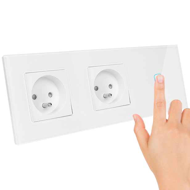 Skleněný Led dotykový spínač dvojitá Elektrická Zásuvka Bolec
