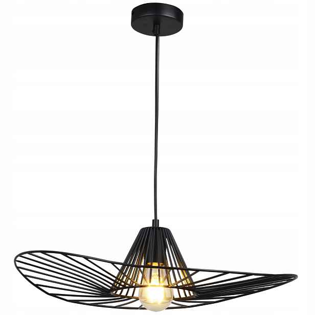 Závěsná lampa lustr černý drátěný klobouk moderní do obývacího pokoje Polux