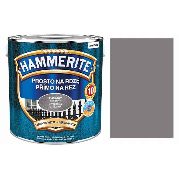 Hammerite Barva Na Kov, Přímý Nanášecí Rez, Písková Stříbrná 2,5 L