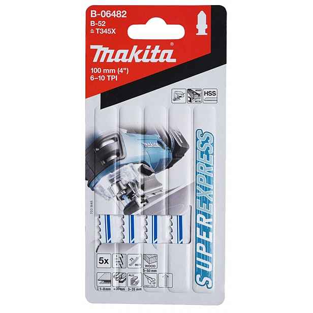 Makita - Sada pilových plátků 6-10 TPI, délka 100 mm, 5 ks B-06482