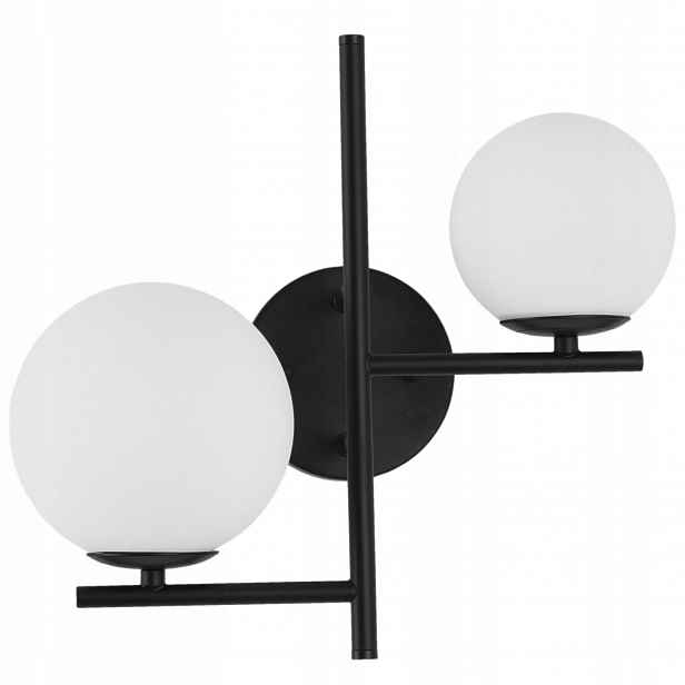 Nástěnná Lampa, Černá, Mléčné Skleněné Koule