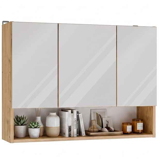 TP Living Závěsná koupelnová skříňka se zrcadlem POLA 3DL/P dub artisan