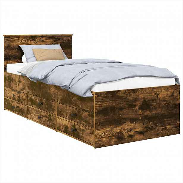 vidaXL Daybed s čelo Uzený dub a černá 100 x 200 cm Kompozitní dřevo