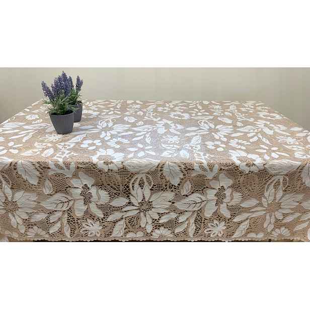 Vinylový Ubrus Z Krajky Pvc Béžový 138x220 cm