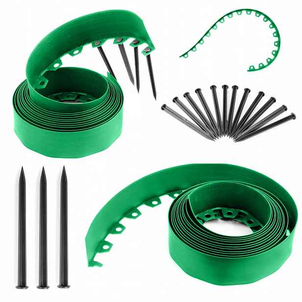 Zahradní Lem Trávníkový Plast 20 m Zelený 10 cm