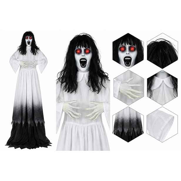 Žena Interaktivní Dekorace Zombie 180 CM Halloween Halloweenská Led