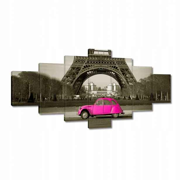 Obrazy 210x100 Růžový Citroen v Paříži