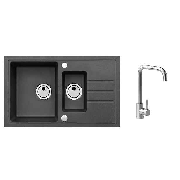 Alveus SET ALVEUS Intermezzo 70/91 + BATERIE ANGEL obdélníkový granitový dřez 780 x 480 mm v setu s baterií