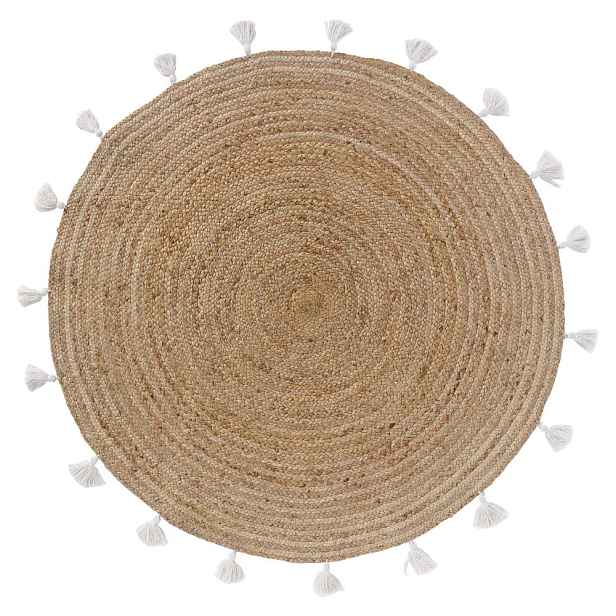 Kulatý koberec v bílo-přírodní barvě ø 120 cm Shira – douceur d'intérieur