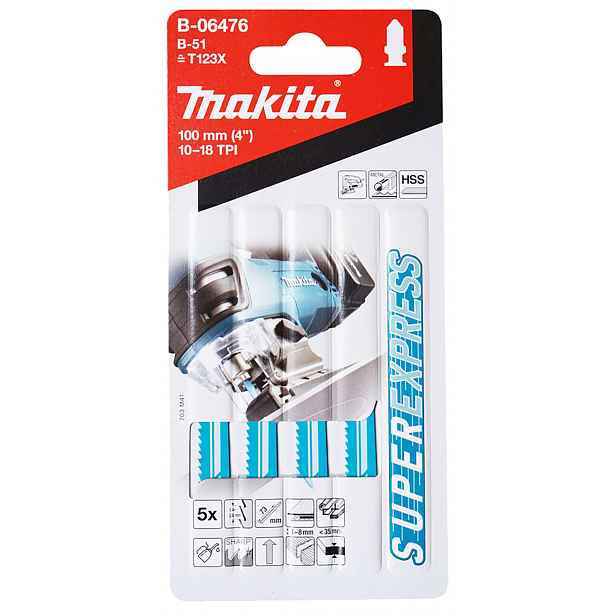 Makita - Sada pilových plátků 10-18 TPI, délka 100 mm, 5 ks B-06476
